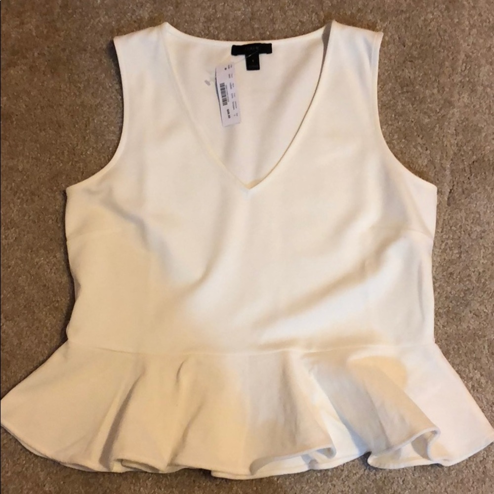 NWT J Crew White Peplum Top (Small)